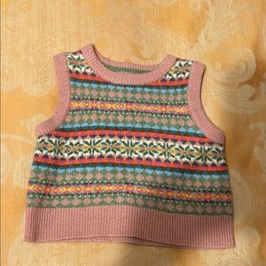 Mini Boden Pink Multicolor Knit Sweater Vest